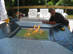 outdoor custom commercial fireplace