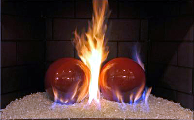 Terracotta fireballs for fireglass fireplace designs
